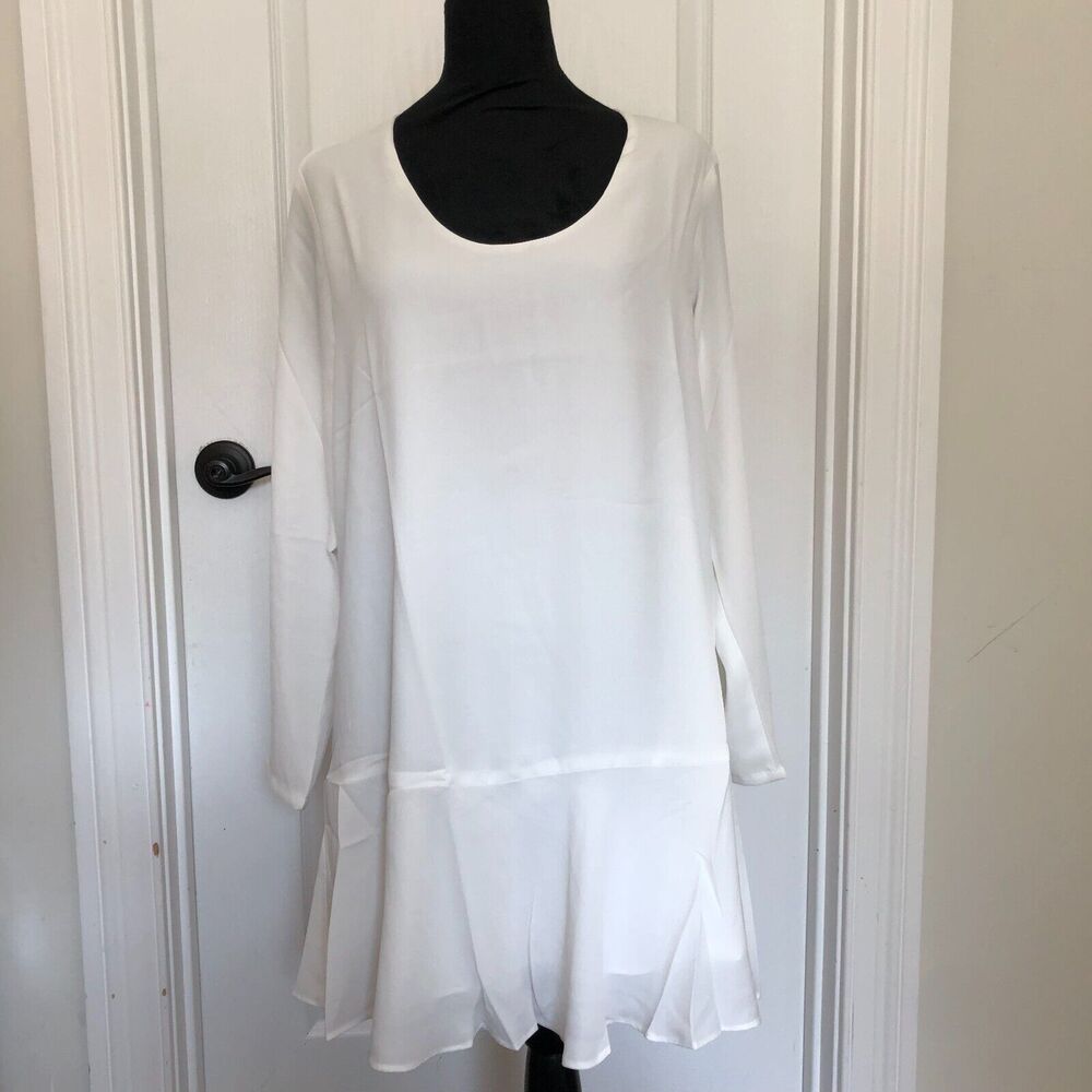 Three Eighty Two Piper Ivory Long Sleeve Drop Waist Ruffle Dress TR-097 Size M